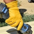 thumbnail image 2 of Faux Leather Work Gloves Durable Work Gloves for Outdoor Construction Welding Heat-resistant, 2 of 7