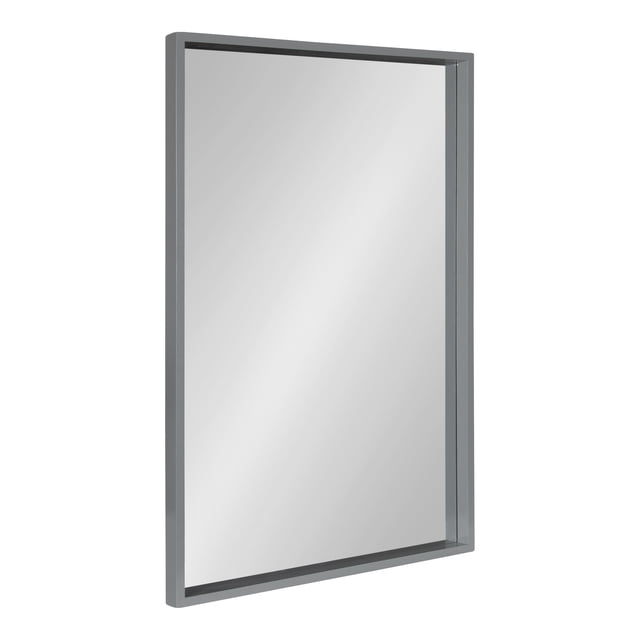 Kate and Laurel Travis Modern Wood Framed Wall Mirror, 24 x 36, Gray, Transitional Rectangle Mirror for Wall