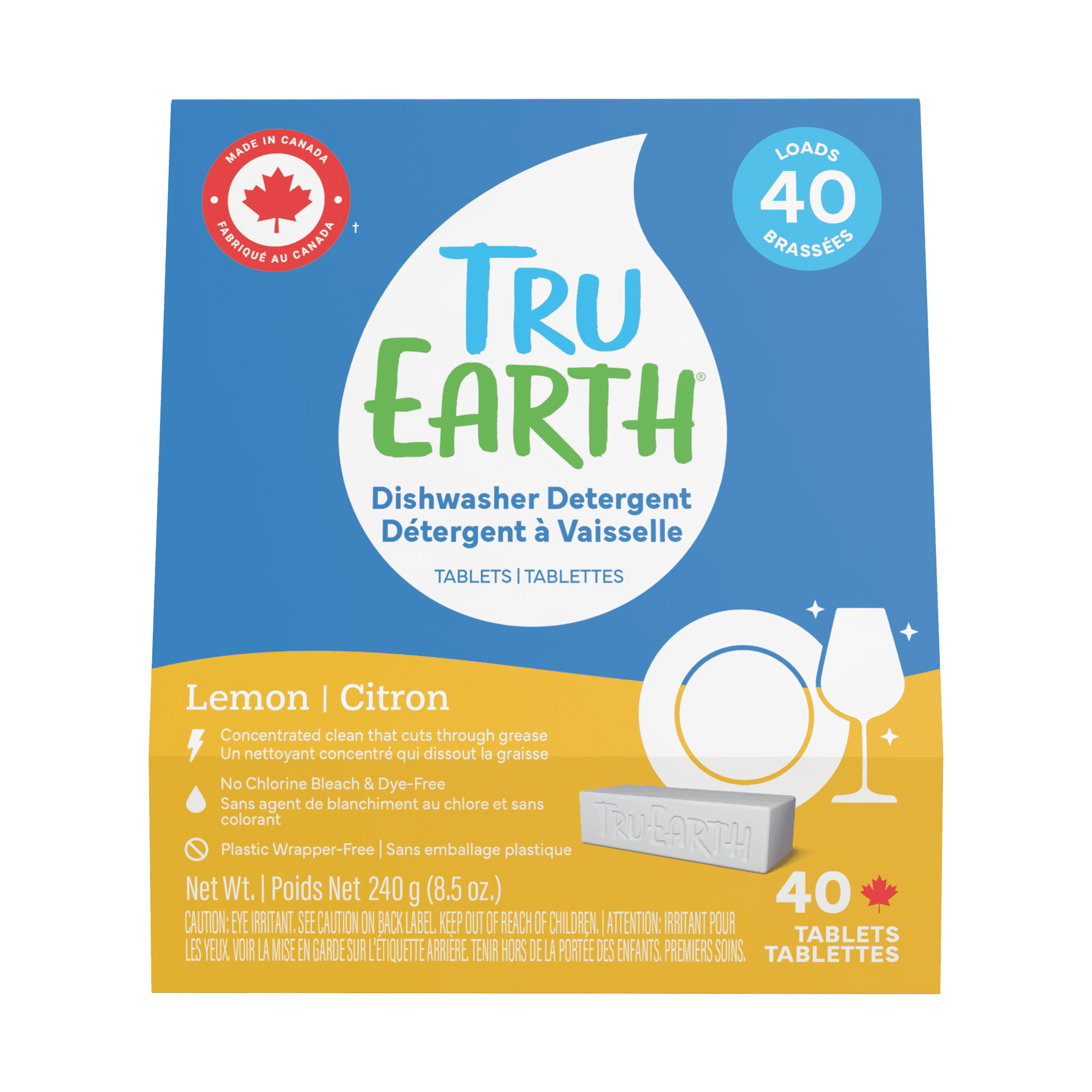 Tru Earth Dishwasher Detergent Tablets - 40 Tablets - Lemon