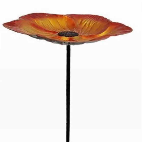 Bain d'Oiseaux pour l'Extérieur, Motif de Fleurs en Métal avec Piquet, Bol Mangeoire Décoratif Autoportant pour Jardin et Cour, Facile à Nettoyer pour Attirer les Oiseaux