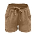 thumbnail image 5 of Timegard Womens Lounge Shorts Cotton Linen Elastic Waisted Drawstring Summer Loose Shorts with Pockets, 5 of 5