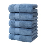 Maplenight 5-Pack Hand Towels Set for Bathroom 100% Cotton Thick Soft Absorbent Towel Set for Face Washing, Shower, Gym, Spa, and Massage Blue