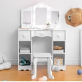 thumbnail image 1 of AKDSteel Ensemble de Coiffeuse pour Filles avec Chaise – Miroir Tri-Pli, Tiroirs de Rangement, Coiffeuse pour Enfants avec Miroir, 1 of 5
