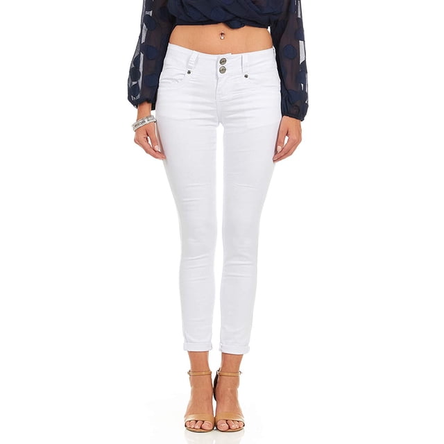Cover Girl Skinny Jeans for Women Mid Rise 4 Colors Available Plus Size 24W Dark Wash (31" Inseam)