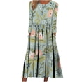 thumbnail image 2 of Vendredi Fou TIMIFIS Robe Maxi pour Femmes d'Automne à la Mode, Manches Longues, Col en V, Décontractée, Ample, Longue, avec Poches, Robe de Retour à la Maison, 2 of 5