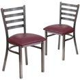 thumbnail image 1 of 2 Pk. HERCULES Series Clear Coated Ladder Back Metal Restaurant Chair - Burgundy Vinyl Seat, 1 of 8