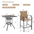 thumbnail image 4 of Costway 5PCS Outdoor Bistro Set Rattan Bar Stool Table Set with Cushions Steel Frame, 4 of 9