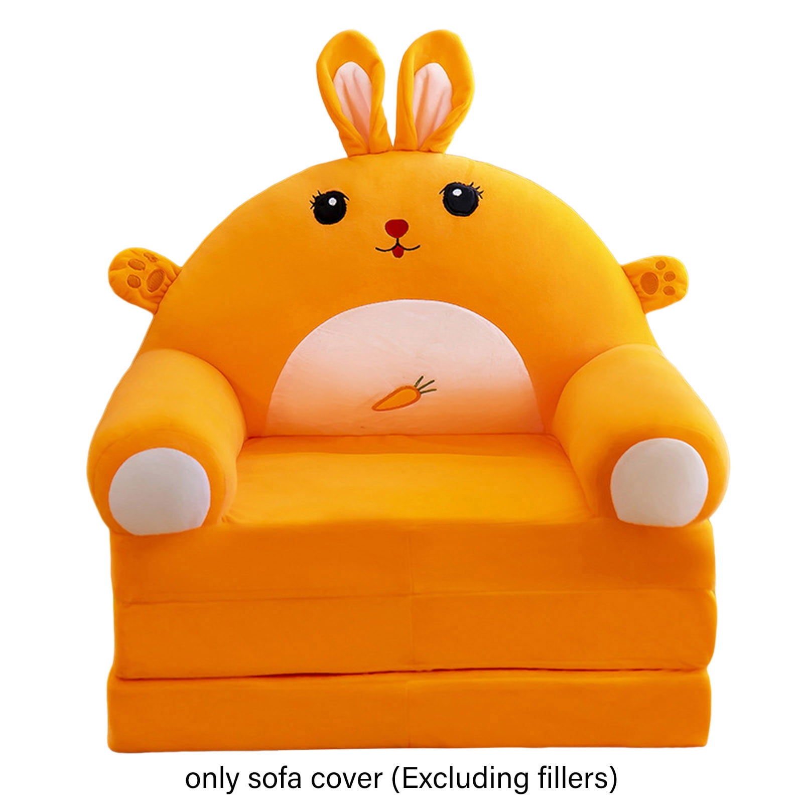 Riforla Foldable Kids Sofa Backrest Armchair 2 in 1 Foldable Children Sofa Cute Cartoon Lazy Sofa Children Flip Open Sofa Bed for Living Room Bedroom Without Liner Filler Cushion A