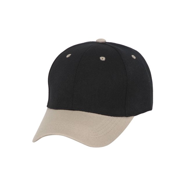 Two-Tone Adjustable Baseball Cap, Black Khaki