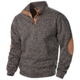 thumbnail image 1 of Fengqque Men's Fall Standing Collar Hooded Sweatshirt Jacket Knit Color Blocking Button Hooded Sweatshirt Coffee 14(XXXL), 1 of 4