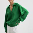 thumbnail image 2 of Yuyuzo Women Ribbed Tops Long Sleeve Wrap V Neck Pullover Solid Color Casual Baggy Fall Tops, 2 of 6
