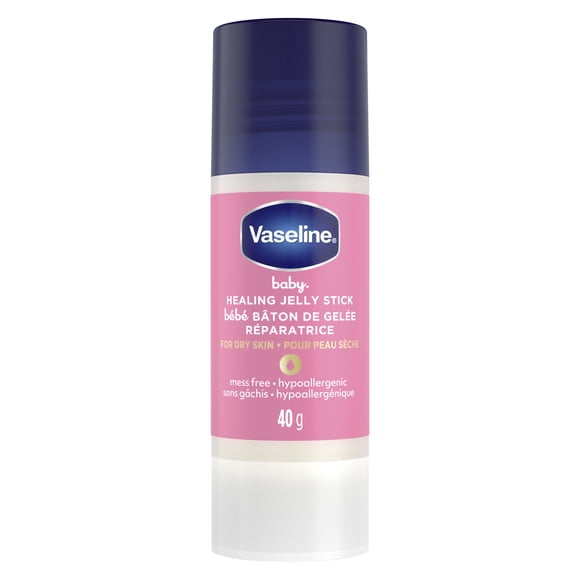 Vaseline Baby Healing Jelly Stick for Preventing & Treating Diaper Rash, 100% White Petrolatum Skin Protectant with a Hypoallergenic, Pediatrician-Recommended Formula, 40 g