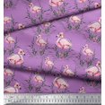 thumbnail image 3 of Soimoi Purple Poly Georgette Fabric Grass & Flamingo Bird Print Fabric by Yard 52 Inch Wide, 3 of 3