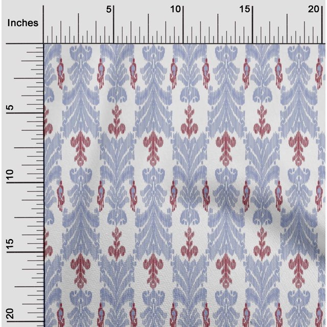 oneOone Tissu Polyester Lycra Imprimé Tourbillon & Paisley Ikat au Mètre 56 Pouces de Large