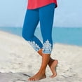 thumbnail image 3 of Pantalon Court pour Femmes Pantalon Court Jambe Échancrée Femmes Taille Polyester Capris pour Dames Pantalons Capris Style C-95 Bleu Pâle 3TG, 3 of 7
