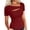 Wine, variant on Lenpel Summer Tops for Women Fashion Short Sleeve Asymmetrical Neck Cut out Slim Tunic T Shirts Going out Tees