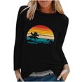 thumbnail image 1 of CEHVOM Fashion Women's Spring Printed Long Sleeves Round Neck Casual Tee Tops Clearance, 1 of 5