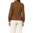 thumbnail image 3 of INSPIRE CHIC Women's Mock Neck Lace Button Up Ruffled Long Sleeve Shirt Blouse Brown S, 3 of 4