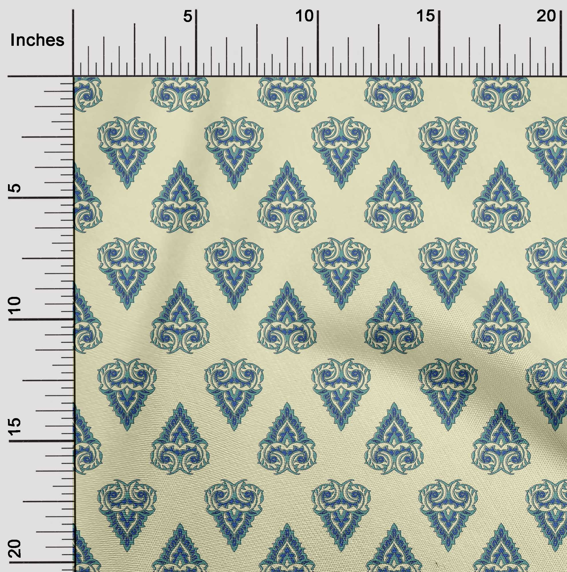 oneOone Silk Tabby Fabric Leaves & Floral Block Print Fabric By Yard 42 Inch Wide