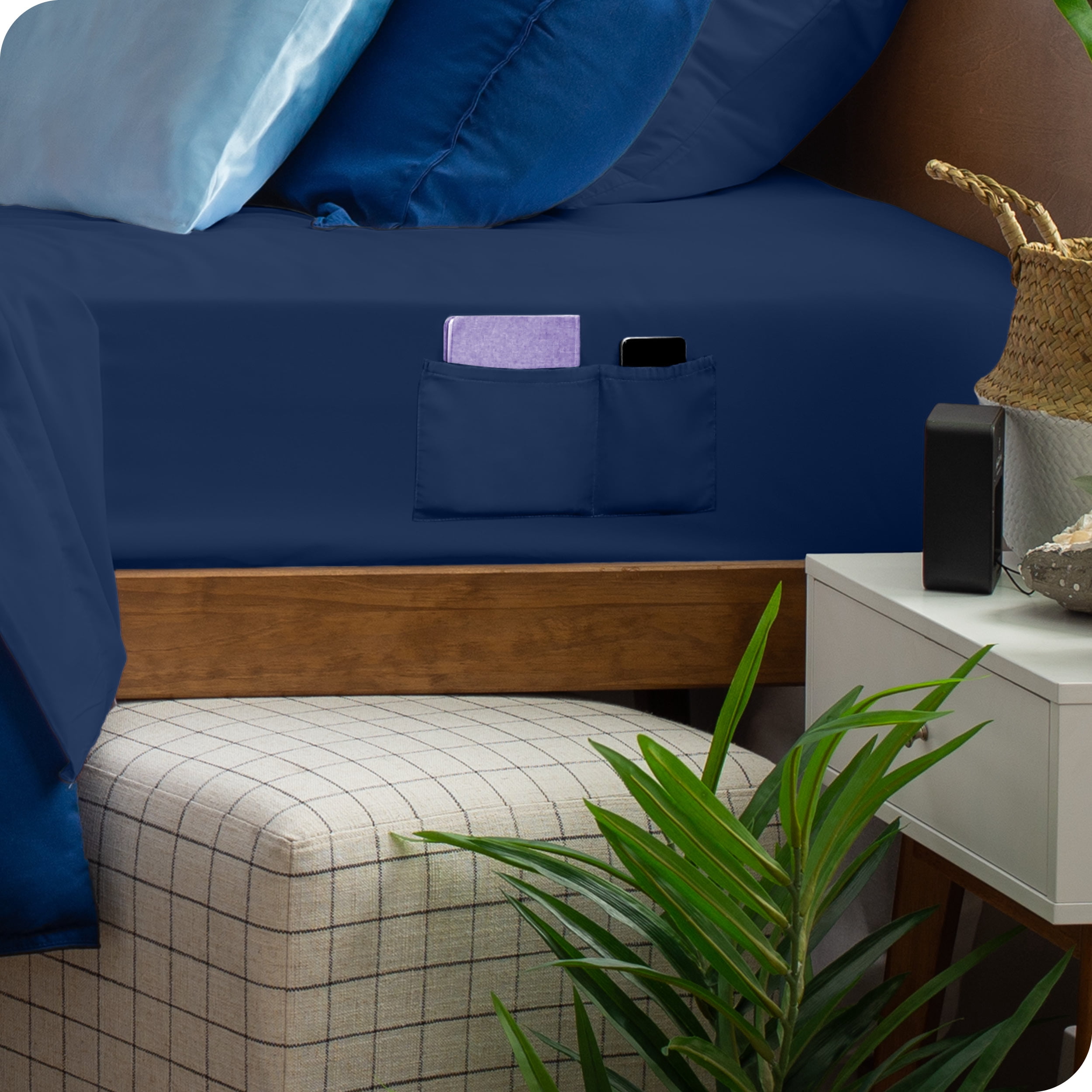 Bare Home Ultra-Soft Fitted Sheet - Dual Side Pockets - Premium 1800 Collection - Deep Pocket - King, Dark Blue