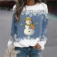 thumbnail image 2 of Rbaofujie Chandails Légers pour Femmes Noël Femmes Mode Décontractée Imprimé Col Rond Ample Manches Longues Hauts Blouse Chandails à Capuche Graphiques Bleus pour Femmes, 2 of 3
