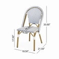 thumbnail image 2 of Newest Outdoor PE Ratten and Aluminum French Bistro Chairs, Set of 2, Rusted Blue & White, Bamboo Print Finish, 2 of 10