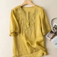 thumbnail image 4 of Penkiiy Hauts pour Femmes T-Shirts Décontractés à Manches Courtes à Col Rond d'Été Amples Blouse m Jaune, 4 of 4