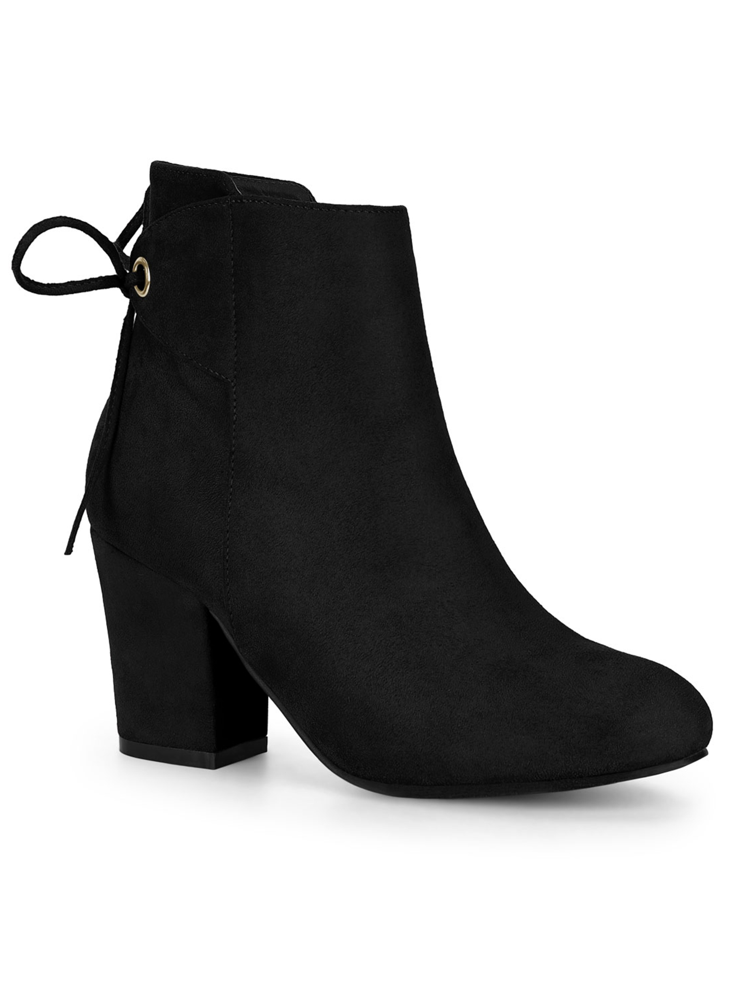 Unique Bargains Women's Block Heel Lace Up Back Ankle Boots