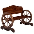 thumbnail image 1 of Outsunny Wooden Outdoor Bench, Wagon Wheel Patio Loveseat, Carbonized, 1 of 10