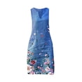 thumbnail image 3 of Robe Débardeur Sans Manches à Imprimé Floral Col en V Grande Taille Décontractée en Lin pour Femmes, 3 of 4