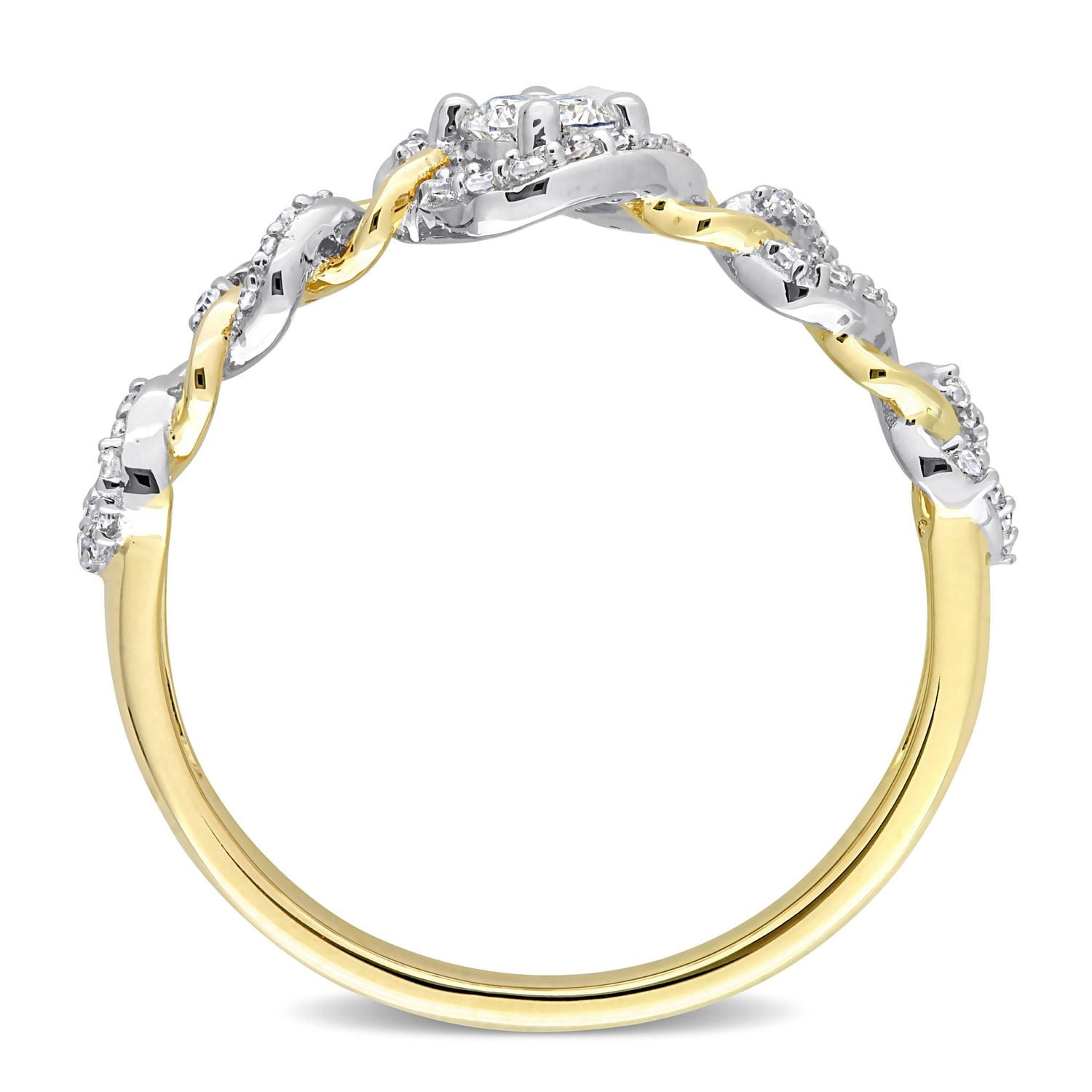 Miabella Bague de fiançailles Halo a maillon en or jaune 10K avec diamant 1/3 Carat P.T.