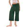 thumbnail image 5 of Yuyuzo Wide Leg Pants for Women High Waist Cotton Linen Drawstring Ruched Solid Color Boho Beach Trousers, 5 of 5