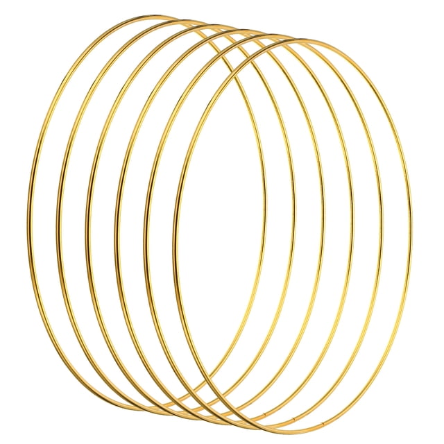 Unique Bargains Bagues Attrape-Rêves de 8 Pouces, 6 Pcs Anneau Anneau Rond en Métal Macramé Couronne Floral, Or