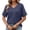 Navy, variant on vdgthytj Summer Tops for Women Hollow out Short Sleeve V-Neck Blouses Loose Fitted Casual Dressy Tunic