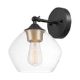 thumbnail image 1 of Harrow 1-Light Matte Black Wall Sconce with Clear Glass Shade, 1 of 8