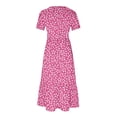 thumbnail image 4 of Pisexur Robes d'Été pour Femmes Col Rond Robe Fluide Plissée Tendance Manches Courtes Mode avec Poche Plage Été Évasée Imprimé Floral 2024 Robes, 4 of 4