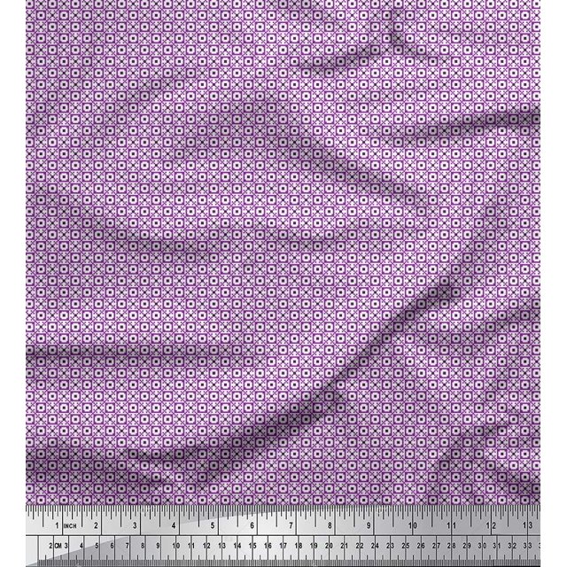 Soimoi Polyester Crepe Fabric Geometric Small Printed Craft Fabric by The Yard 52 Inch Wide