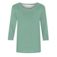 thumbnail image 3 of UPPADA Chandails à Manches 3/4 pour Femmes Mode Tendance Hauts Décontractés Col Rond Chandail Ample Confortable Doux Blouses Grande Taille Coupe Ample T-Shirts Décontractés Vêtements au Coude Hauts à Manches 3/4 pour Femmes Aubaines, 3 of 5