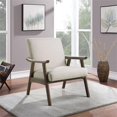 thumbnail image 2 of Fauteuil Weldon en Tissu Blanc Lin avec Cadre Fini Brun Brossé, 2 of 7