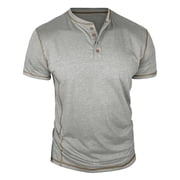 Cfhntfmh Henley Chemises pour hommes Manche courte Casual Basic Tees Summer Button Henley T Shirts Casual Slim Fit Muscle Tshirts