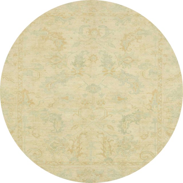Ahgly Company Tapis d'Intérieur Ronds Abstraits Brun Or de Style Oriental, 6 Pieds Rond