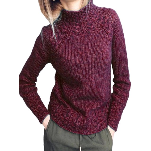 Bellella Pull Décontracté pour Femmes Manches Longues Hiver Chaud Pull Chic Bordeaux L