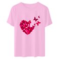 thumbnail image 4 of Meichang T-Shirts de la Saint-Valentin pour Femmes Imprimé Cœur Manches Courtes Col Rond Pull Ample Décontracté Tops de Vacances, 4 of 6
