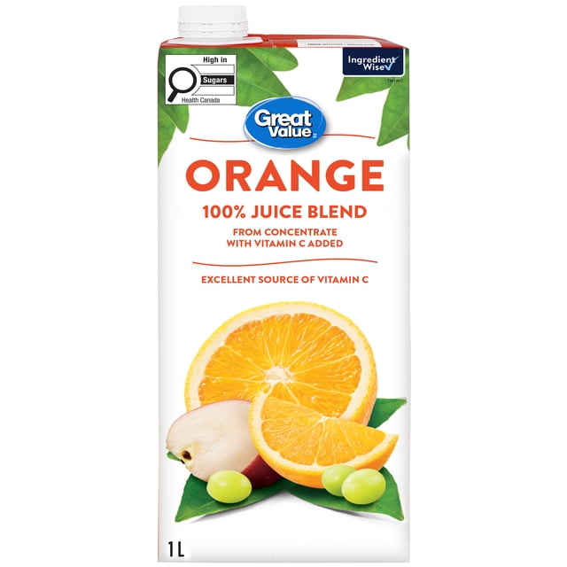 Great Value Orange Mélange de Jus à 100 % 1L