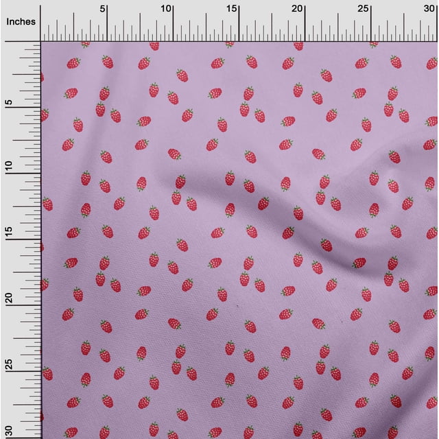 oneOone Organic Cotton Poplin Twill Fabric Raspberry Fruit Print Fabric BTY 42 Inch Wide