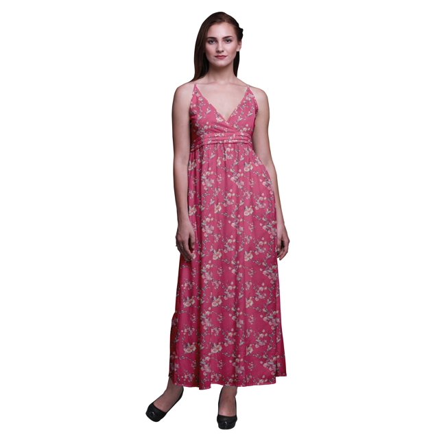 Bimba Robe Longue Maxi Bohème à Bretelles Sans Manches Imprimée Florale pour Femme - Petit
