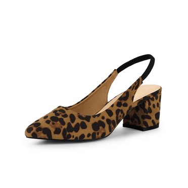 BLISSFUL STEP Escarpins à Talon Bloc pour Femmes Slingback Talons Léopard 6