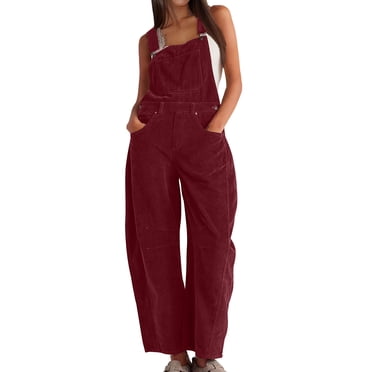 Weiqiqre Overalls for Women Loose Fit Wide Leg One Piece Jumpsuits Casual Fleece Bib Overall with Pockets