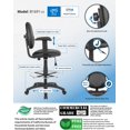 thumbnail image 3 of Boss Office Tabouret de Dessin Réglable à Accoudoirs en Similicuir Rembourré, Noir, 3 of 8