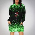 thumbnail image 1 of Jsaierl Robe à Capuche de Noël pour Femmes à Manches Longues, Tunique à Capuche à Imprimé Verre de Noël, Chandail de Noël, Robe de Fête avec Poches, 1 of 4
